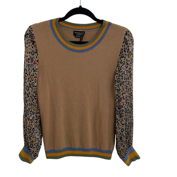 Anthropologie Conditions Apply Celina Knit Animal Print Sleeve Top Womens XS - Picture 2 of 7